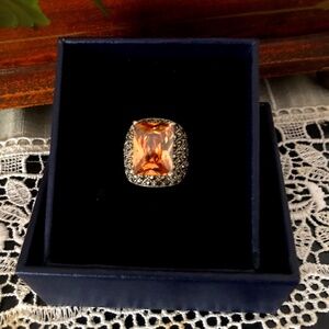 Sterling Silver 925 Orange Citrine Statement Ring.